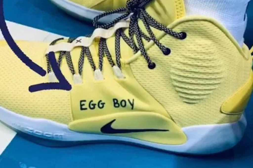 Simmons Hit The Court With "Egg Boy" On His Nikes