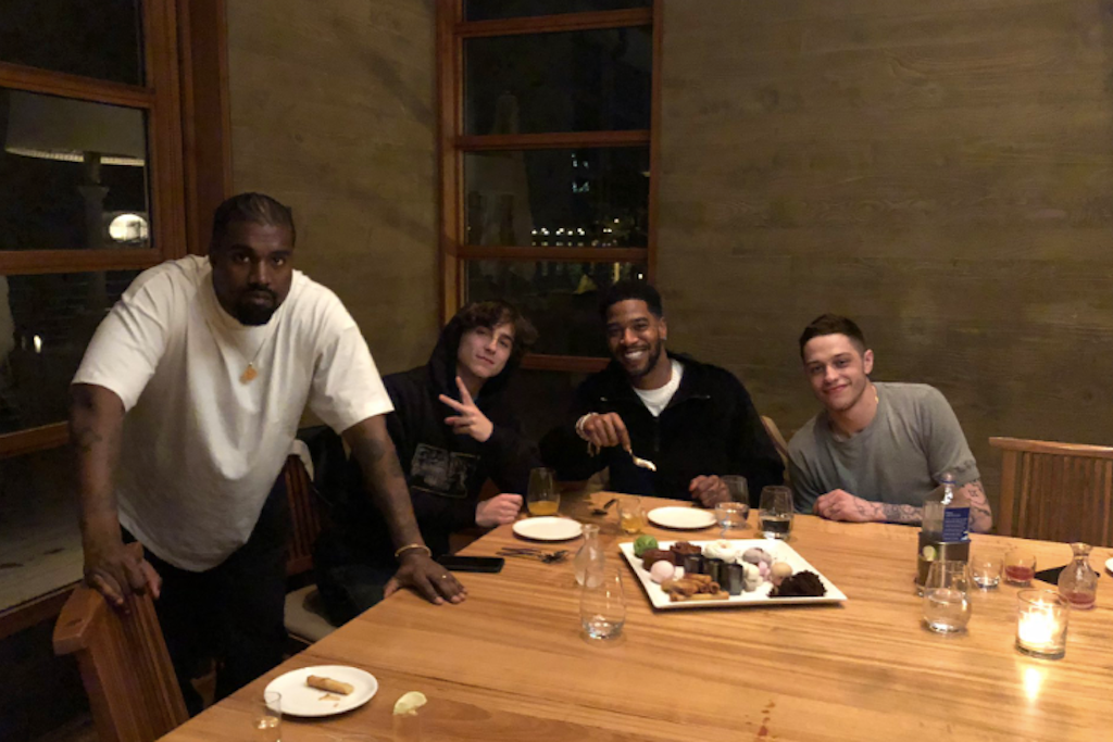 Kid Cudi Hangs With Kanye, Pete Davidson & Timothée Chalamet For Bday