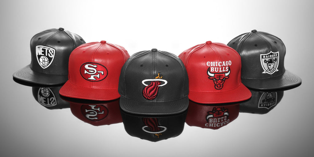 Mitchell & Ness Perforated Leather Snapbacks
