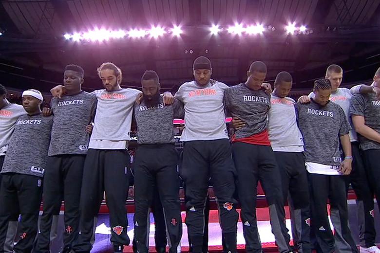 NBA Players Unite Across The League During American National Anthem